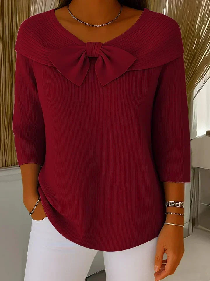Women's Crew Neck Sweater with Bow