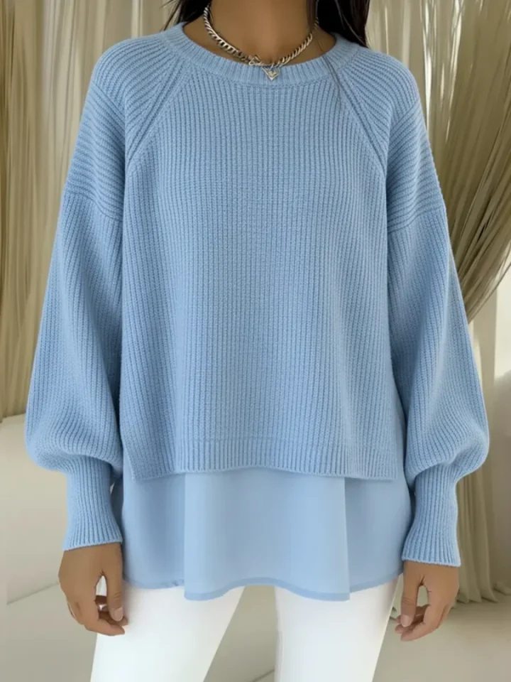 Women's Oversized Layered-Look Long Sleeve Sweater