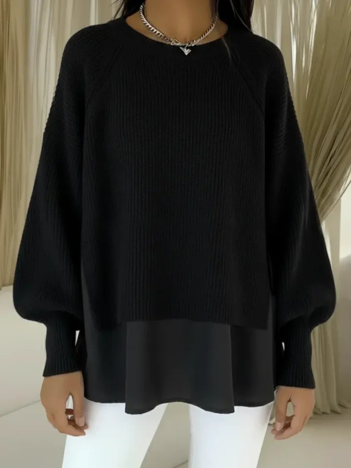 Women's Oversized Layered-Look Long Sleeve Sweater