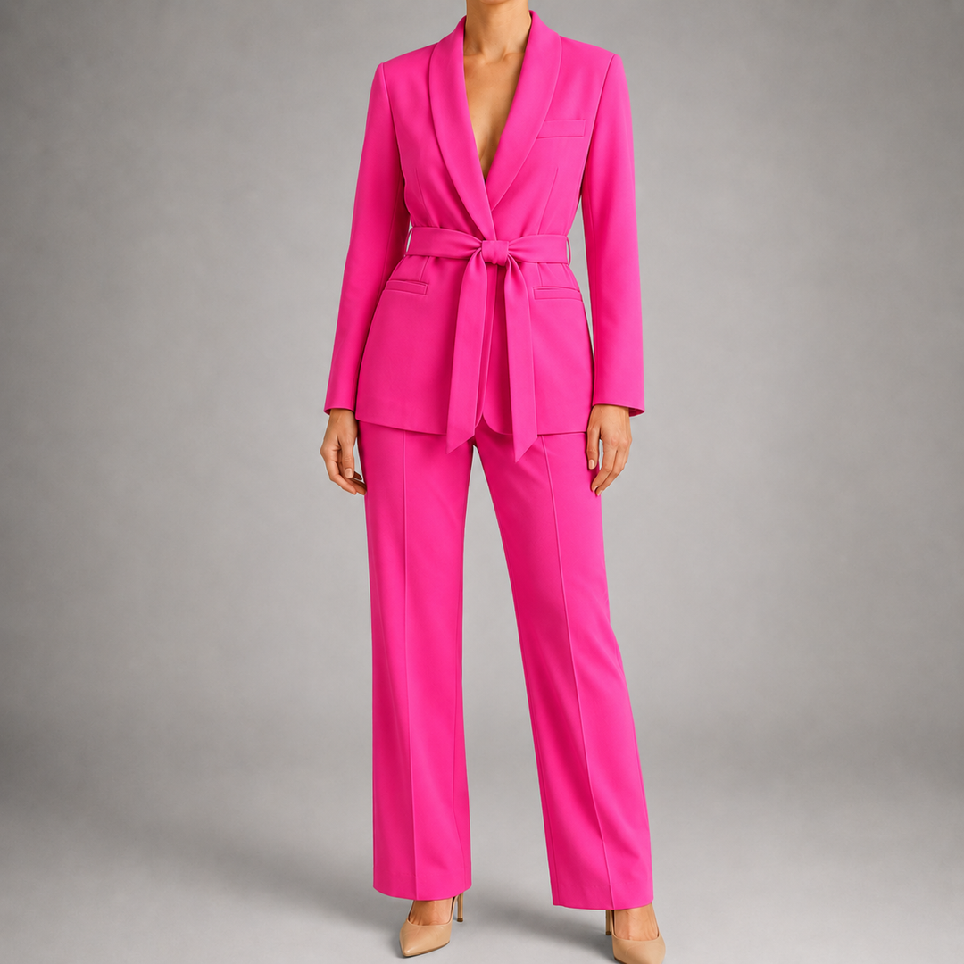 Women's Elegant Two-Piece Set with Waist Belt