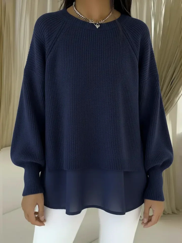 Women's Oversized Layered-Look Long Sleeve Sweater