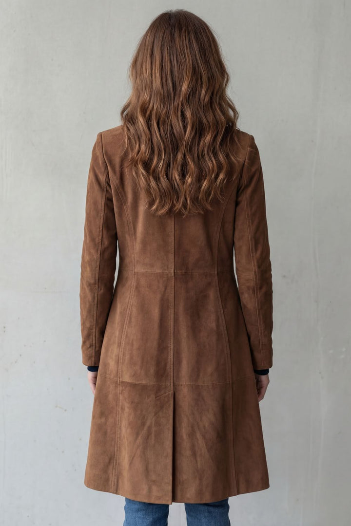 Women's Elegant Long Faux Suede Coat