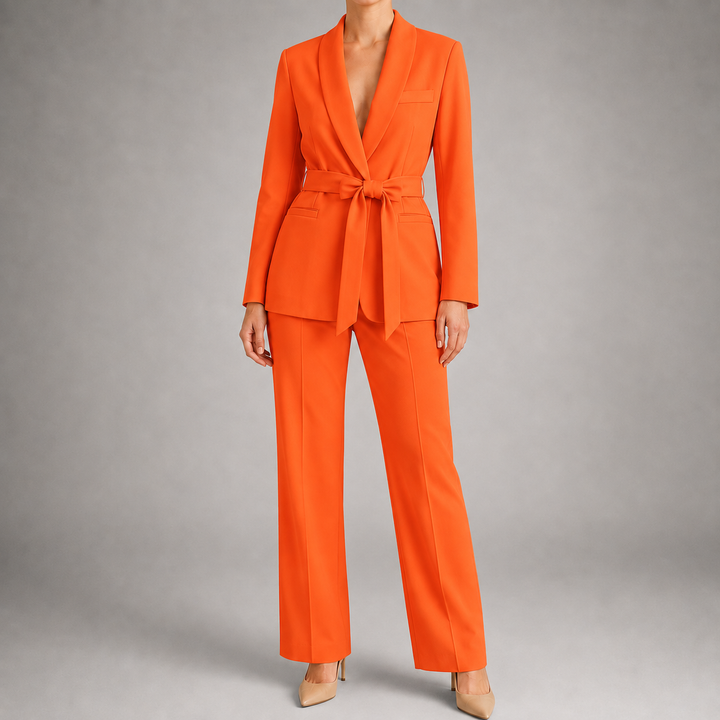 Women's Elegant Two-Piece Set with Waist Belt