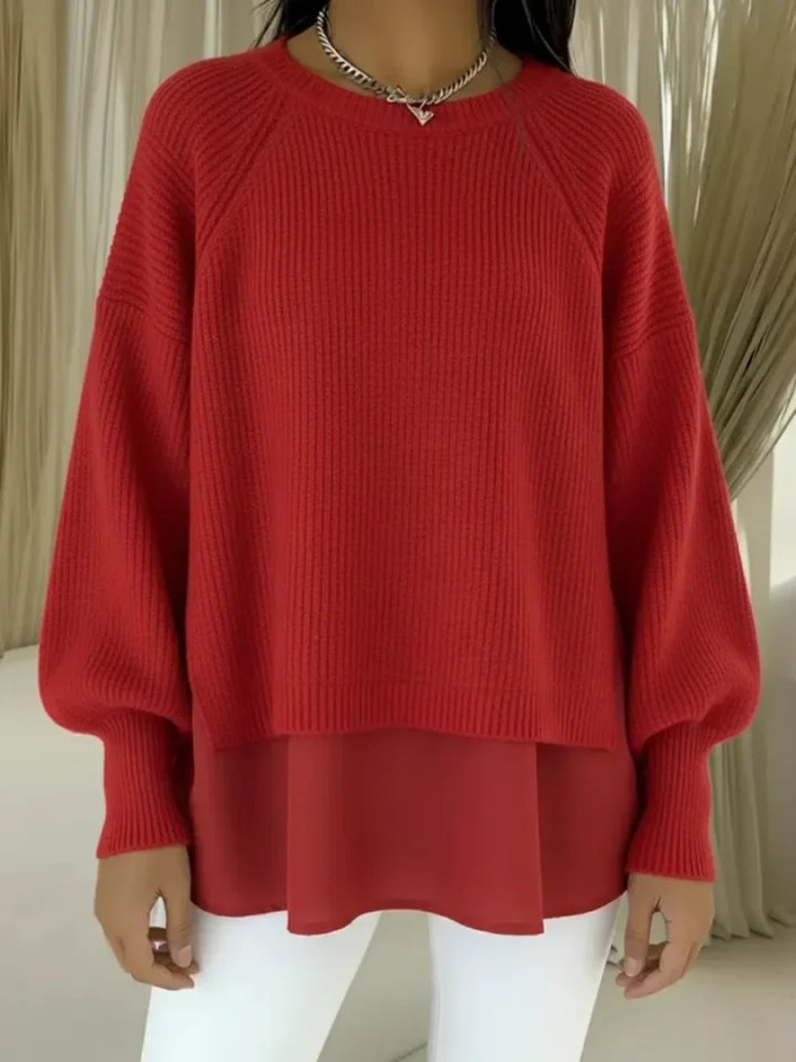 Women's Oversized Layered-Look Long Sleeve Sweater