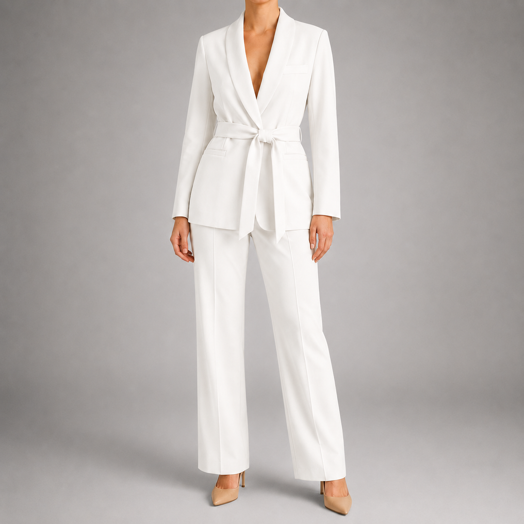 Women's Elegant Two-Piece Set with Waist Belt