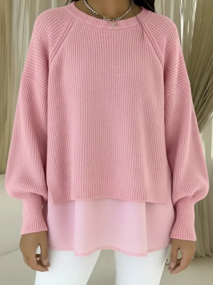 Women's Oversized Layered-Look Long Sleeve Sweater