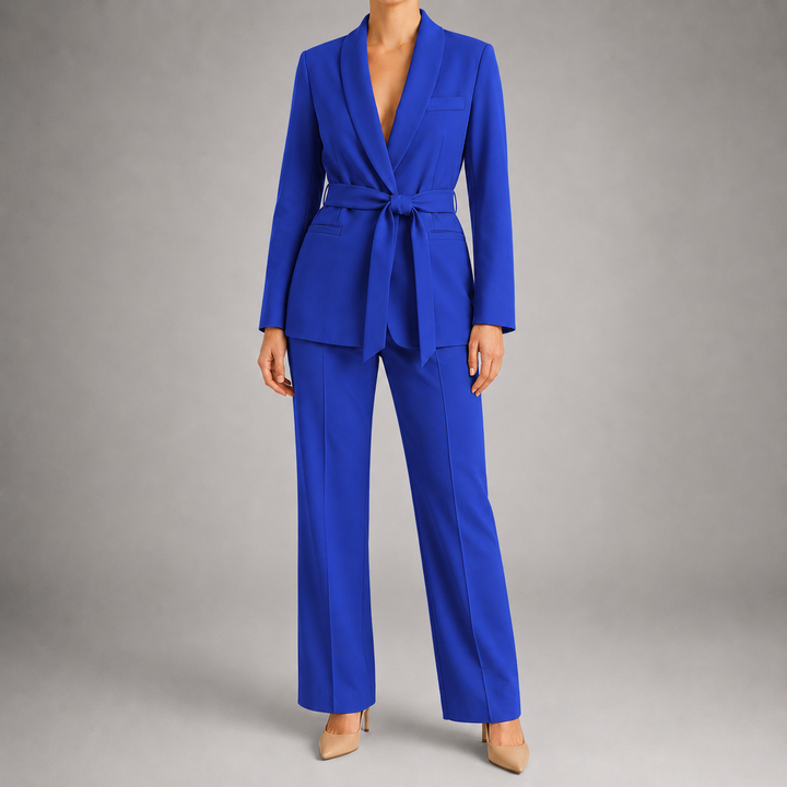 Women's Elegant Two-Piece Set with Waist Belt