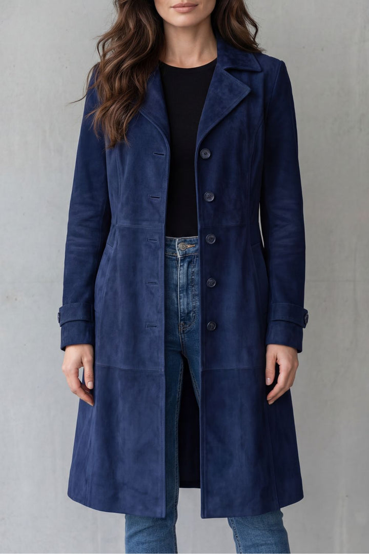 Women's Elegant Long Faux Suede Coat