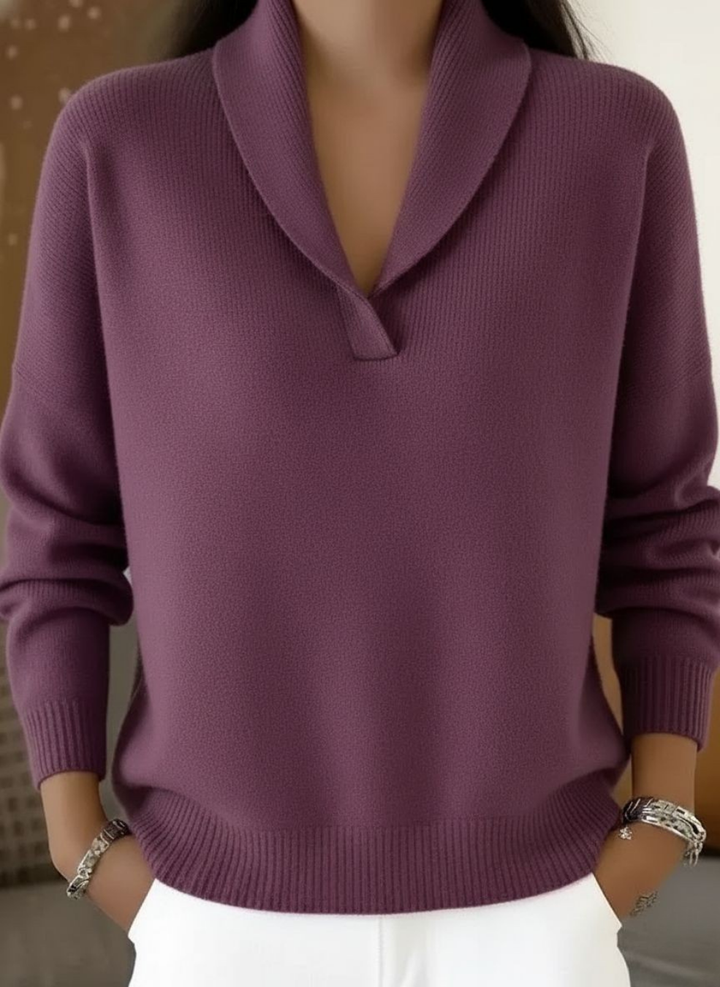 Women's Elegant Draped V-Neck Sweater