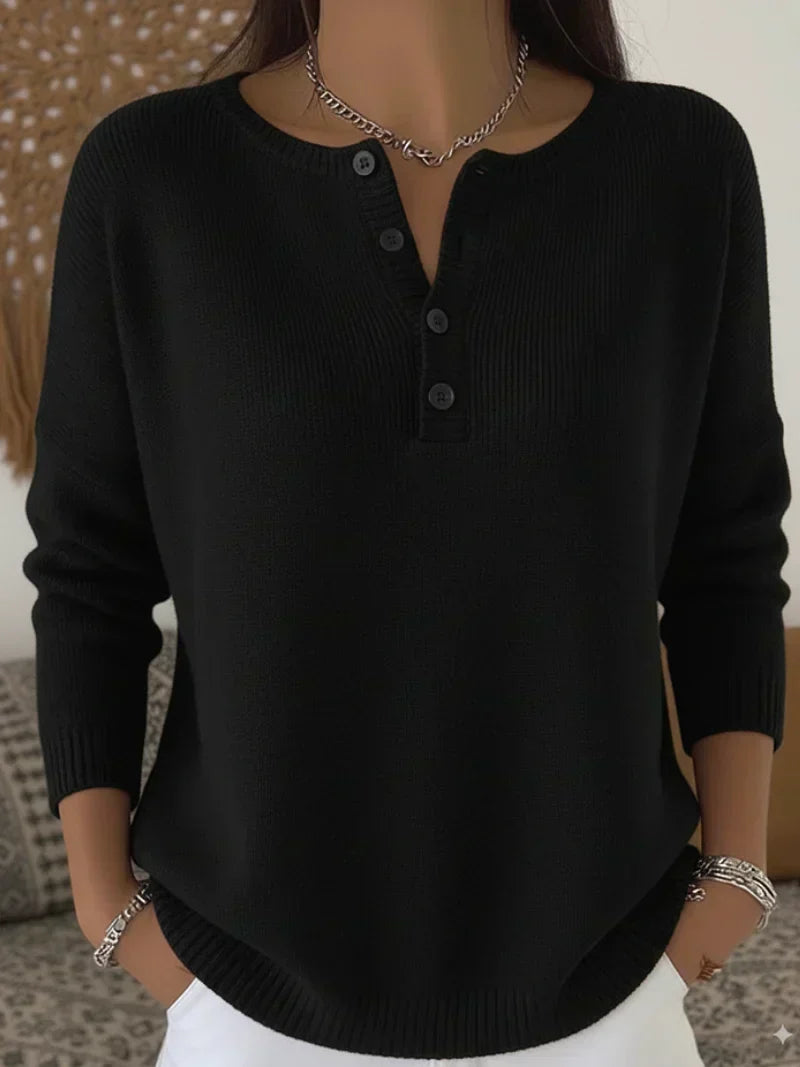 Women's Button Henley Knit Sweater