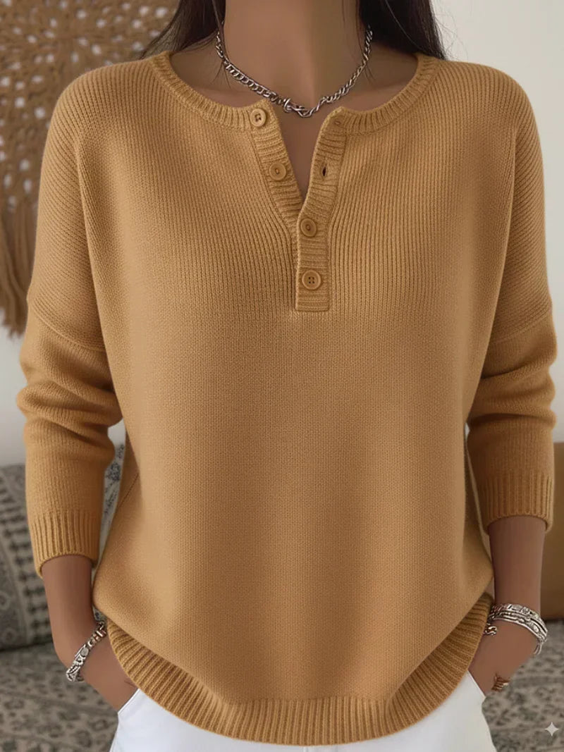 Women's Button Henley Knit Sweater