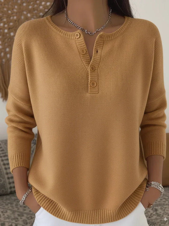 Women's Button Henley Knit Sweater