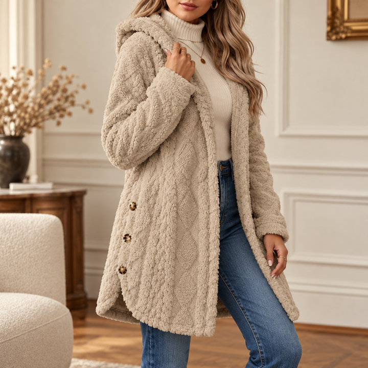 Women's Warm Diamond-Pattern Hooded Jacket