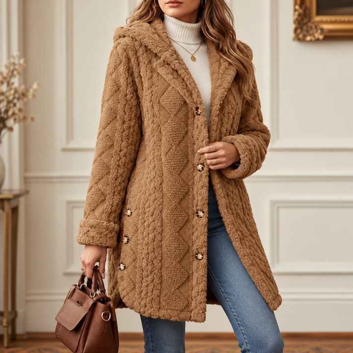 Women's Warm Diamond-Pattern Hooded Jacket