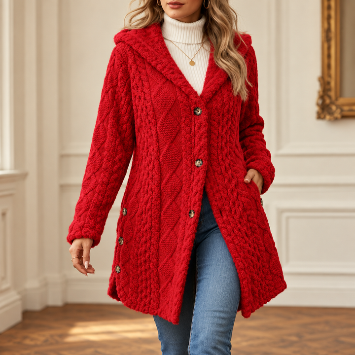 Women's Warm Diamond-Pattern Hooded Jacket