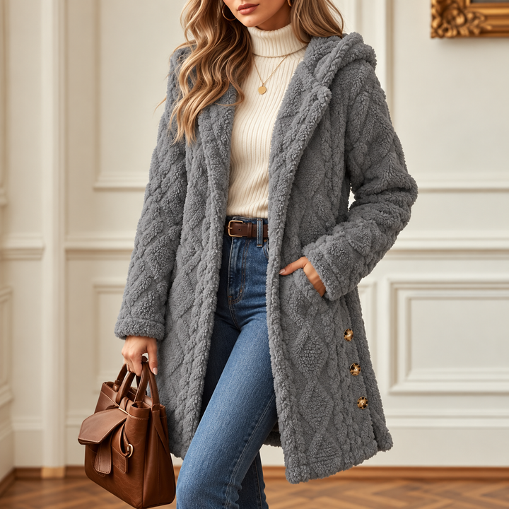 Women's Warm Diamond-Pattern Hooded Jacket