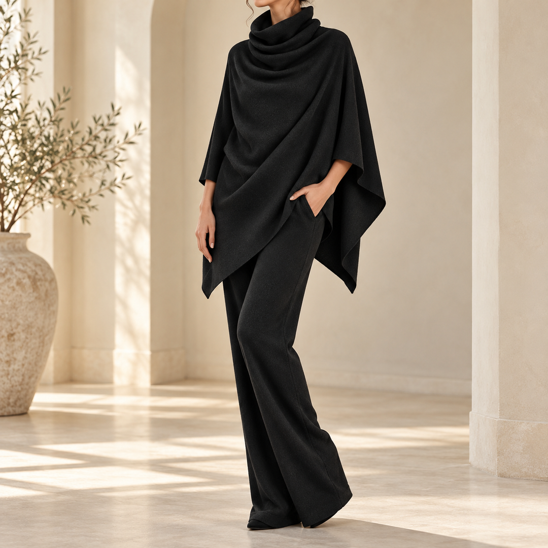 Turtleneck Top and Wide-Leg Pants Two-Piece Set