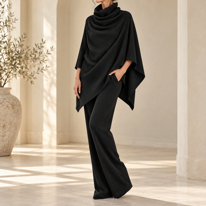 Turtleneck Top and Wide-Leg Pants Two-Piece Set
