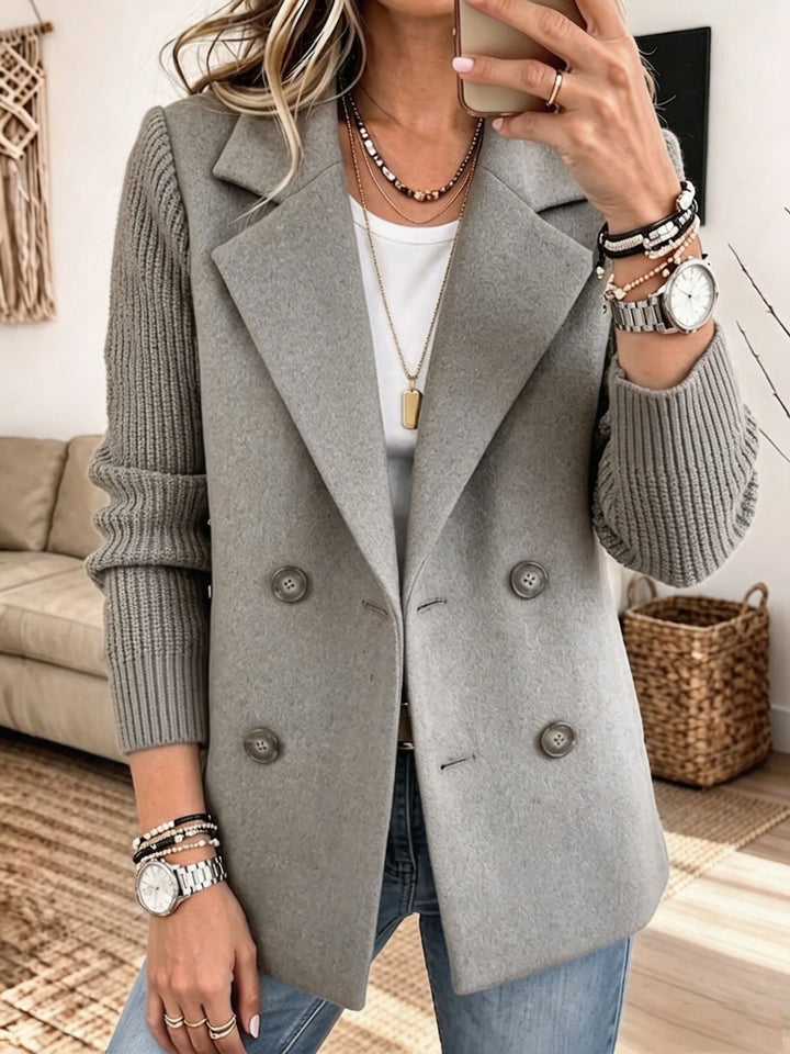 Women's Elegant Blazer with Knit Sleeves