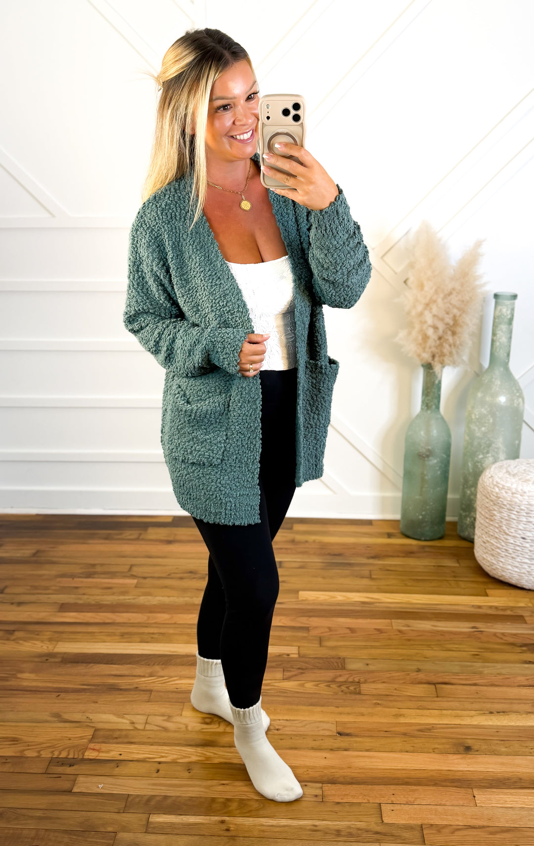 Women's Cozy Popcorn Knit Cardigan