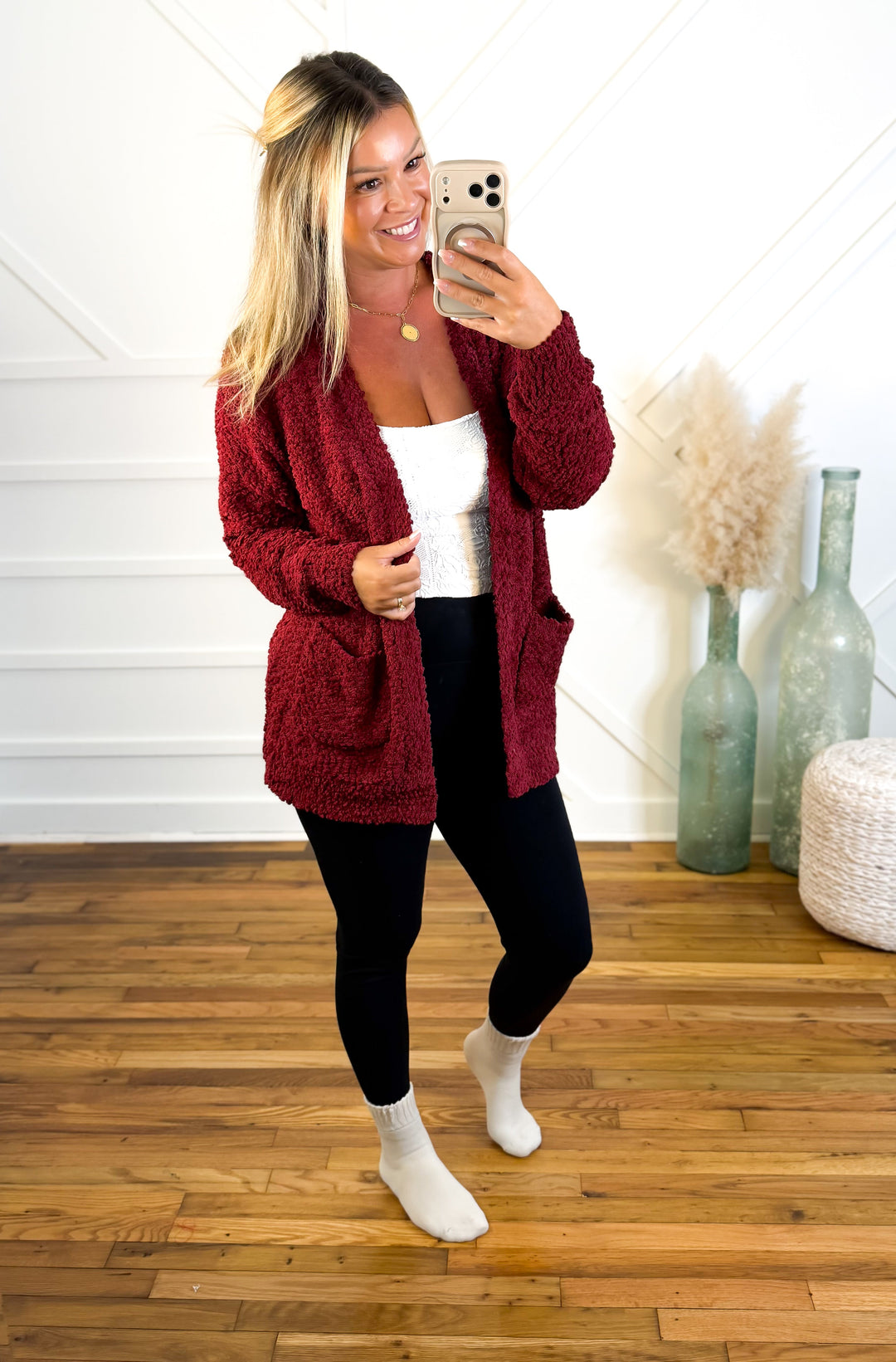 Women's Cozy Popcorn Knit Cardigan