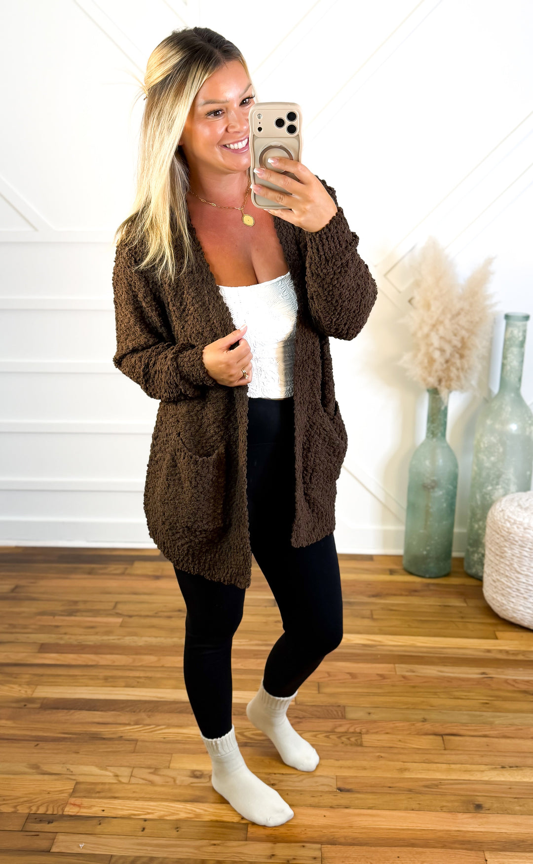 Women's Cozy Popcorn Knit Cardigan