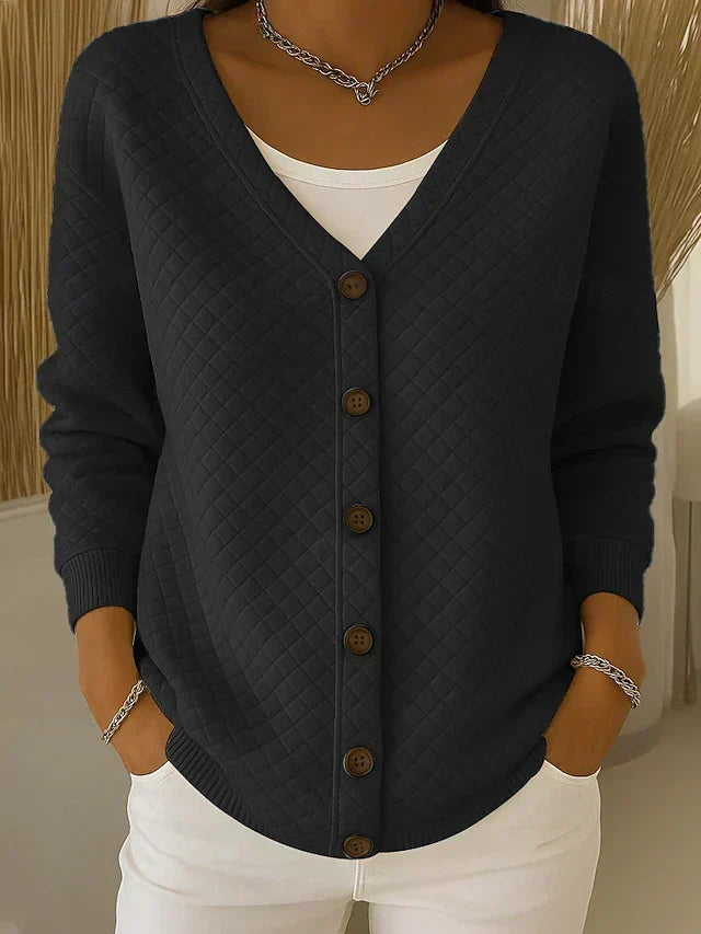 Women's Quilted Button-Up Cardigan