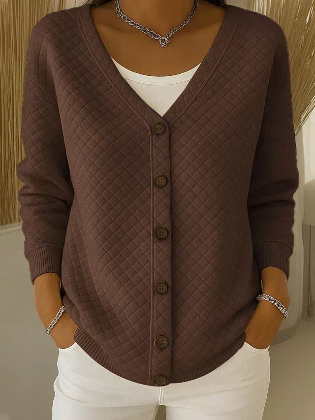 Women's Quilted Button-Up Cardigan