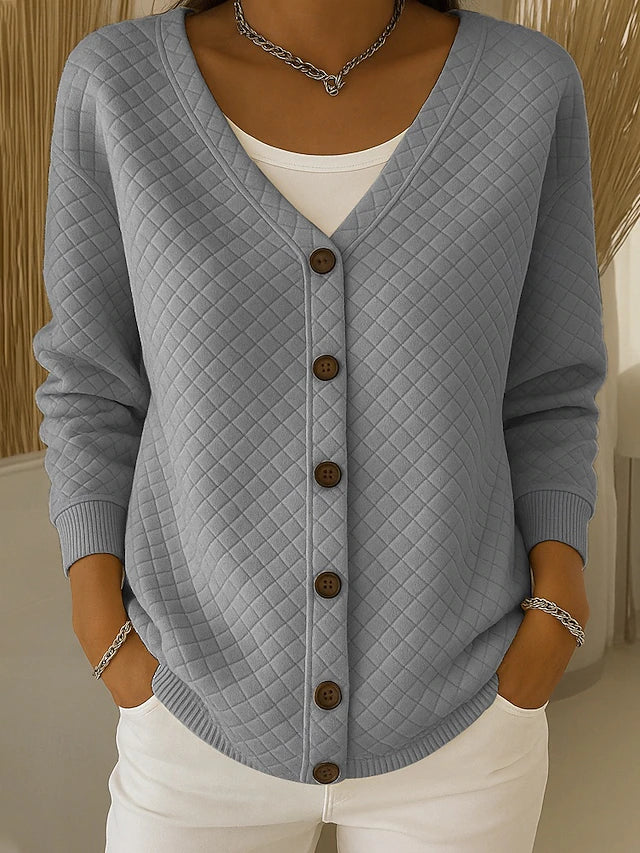 Women's Quilted Button-Up Cardigan