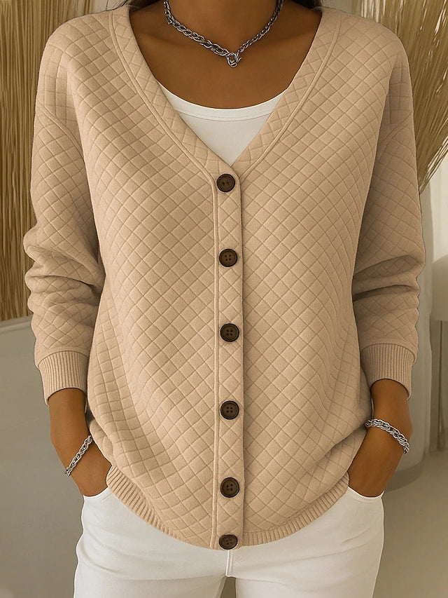 Women's Quilted Button-Up Cardigan