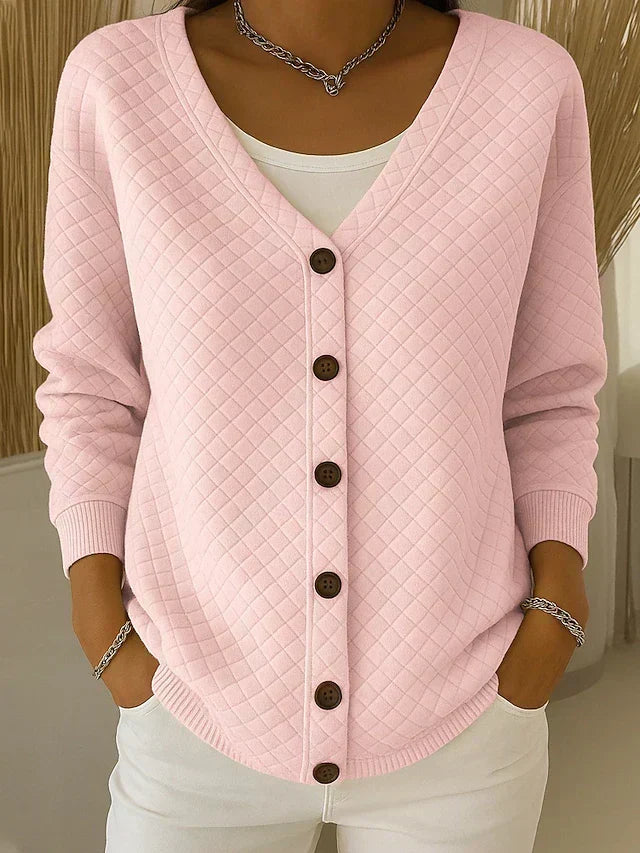 Women's Quilted Button-Up Cardigan