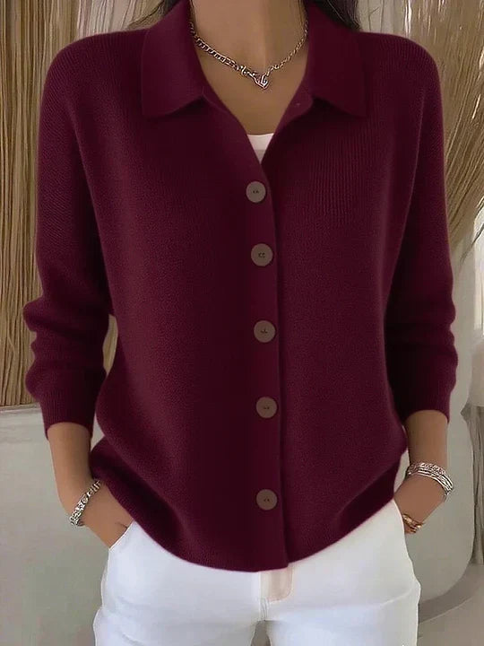 Women's Collared Button-Up Cardigan