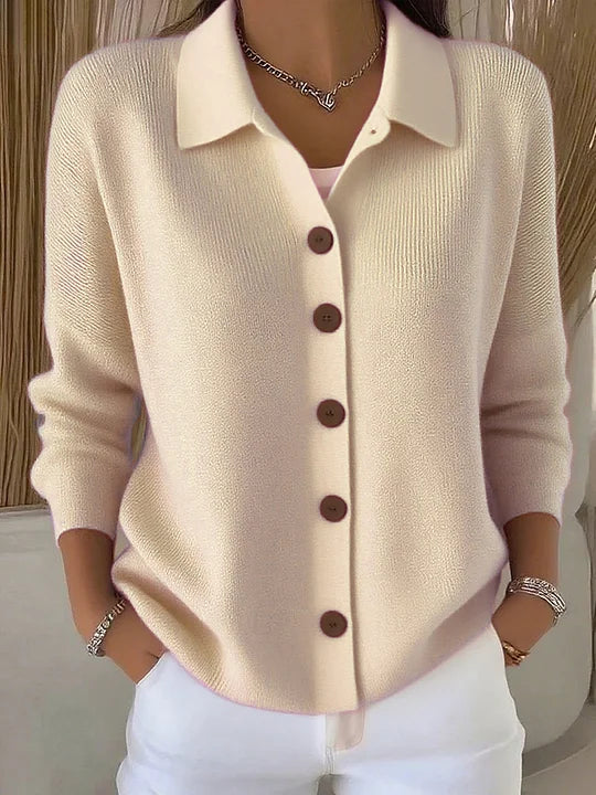 Women's Collared Button-Up Cardigan