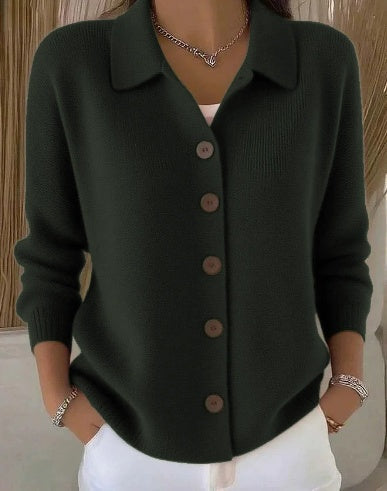 Women's Collared Button-Up Cardigan