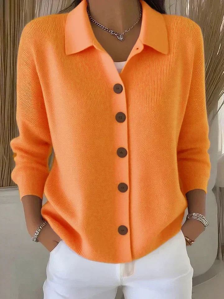 Women's Collared Button-Up Cardigan