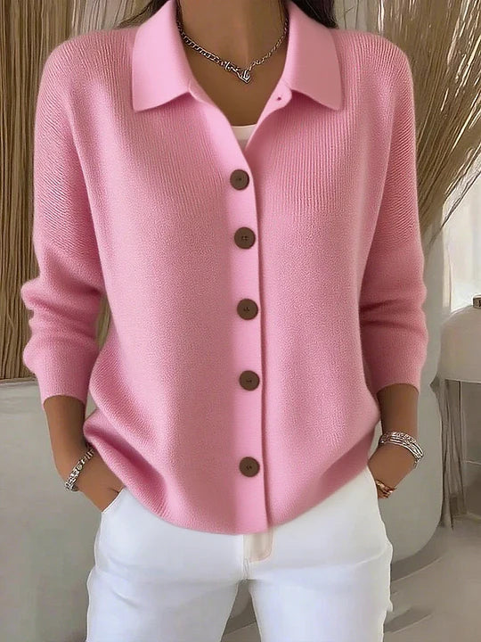 Women's Collared Button-Up Cardigan