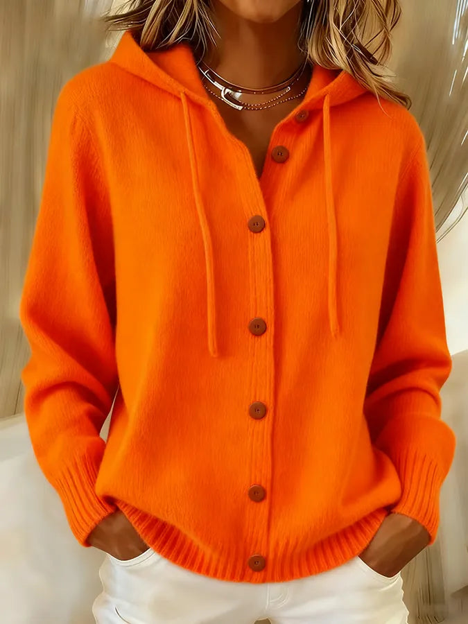 Women's Cozy Button-Up Hooded Cardigan