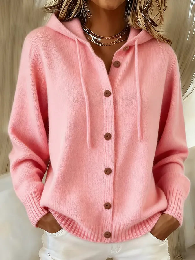 Women's Cozy Button-Up Hooded Cardigan