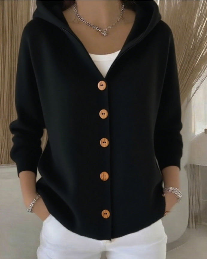 Women's Hooded Button-Up Cardigan