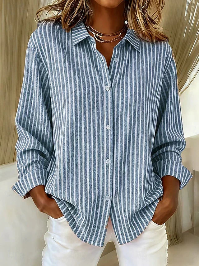 Women's Striped Button-Up Shirt