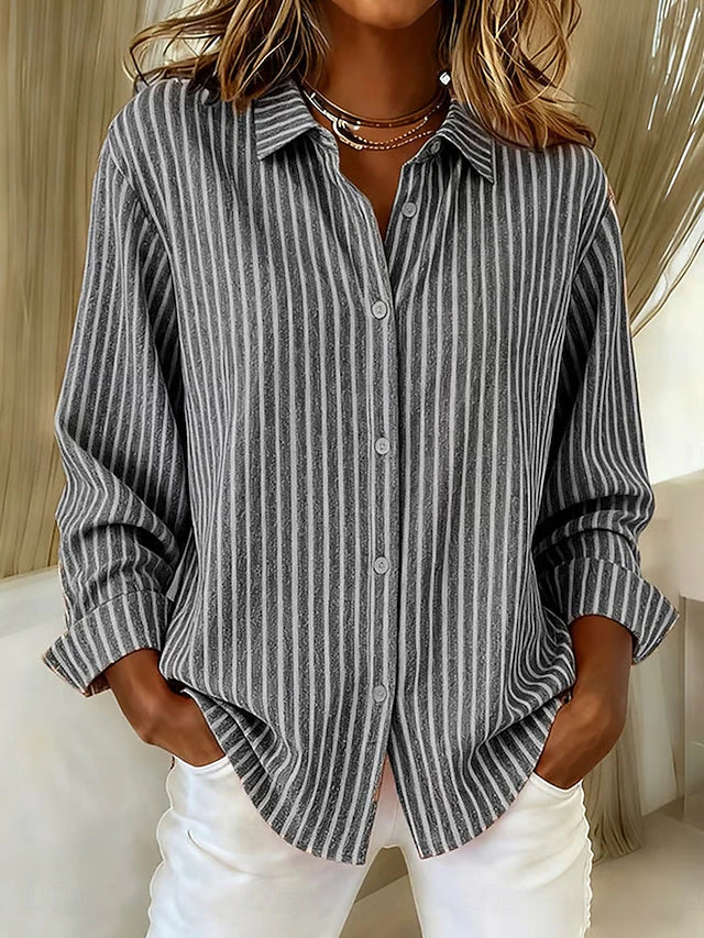 Women's Striped Button-Up Shirt