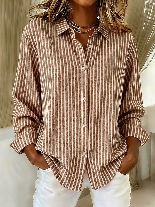 Women's Striped Button-Up Shirt