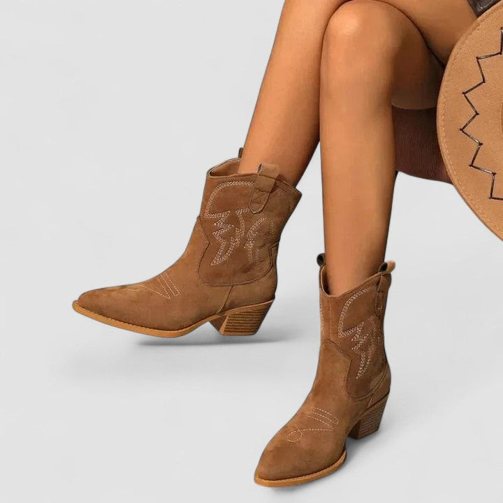 Women's Embroidered Western Ankle Boots
