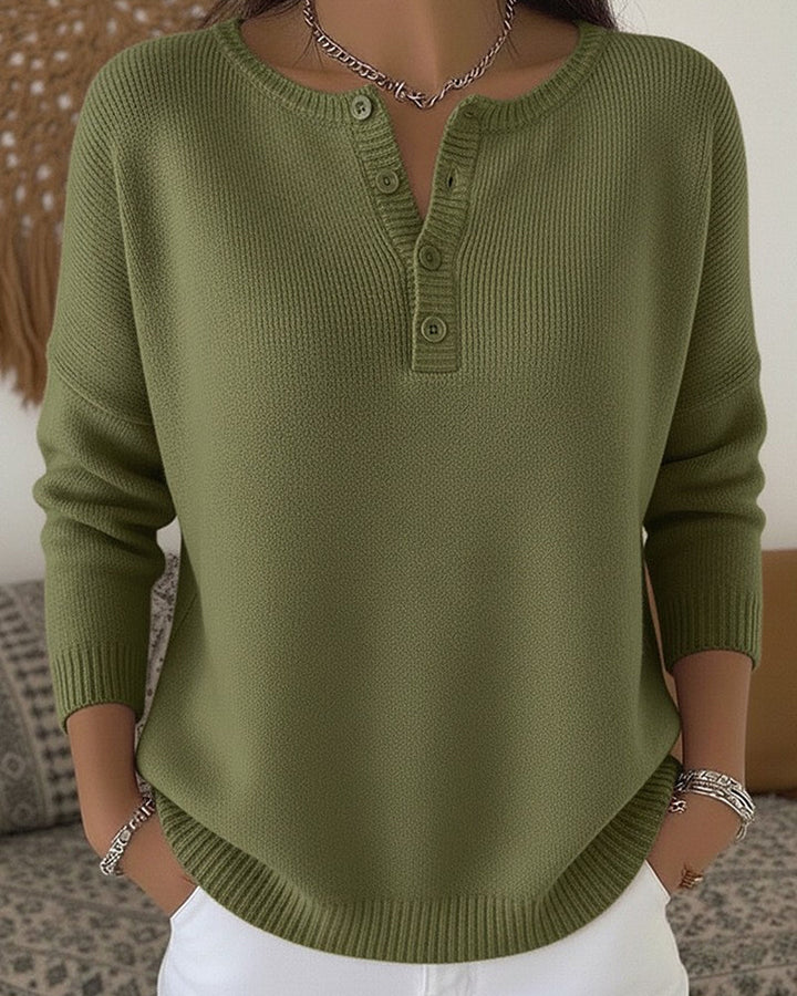 Women's Button Henley Knit Sweater
