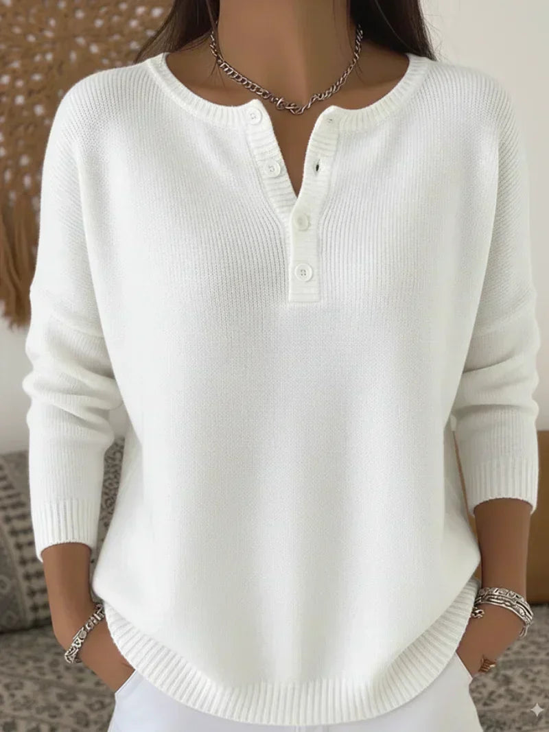 Women's Button Henley Knit Sweater