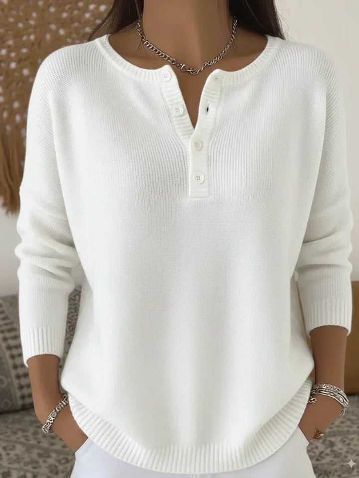 Women's Button Henley Knit Sweater