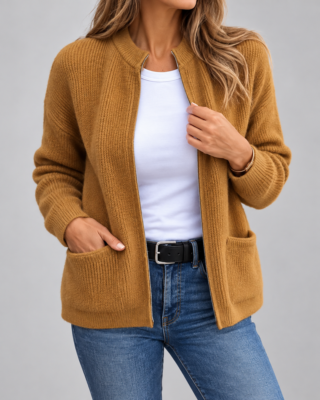 Women's Elegant Knit Vest with Pockets