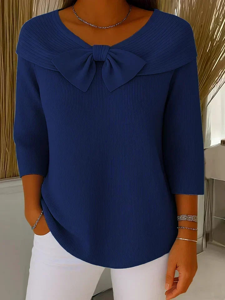 Women's Crew Neck Sweater with Bow