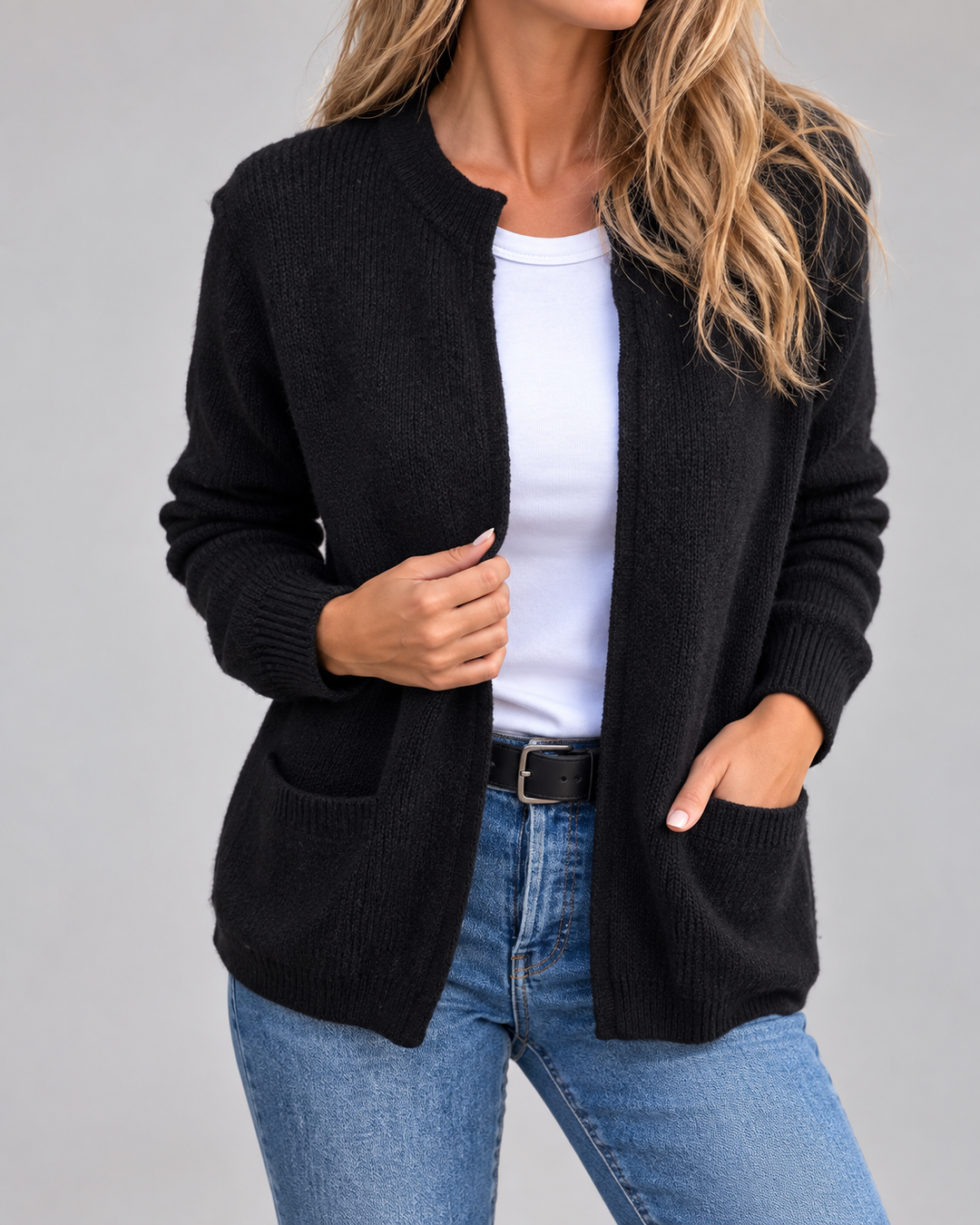 Women's Elegant Knit Vest with Pockets