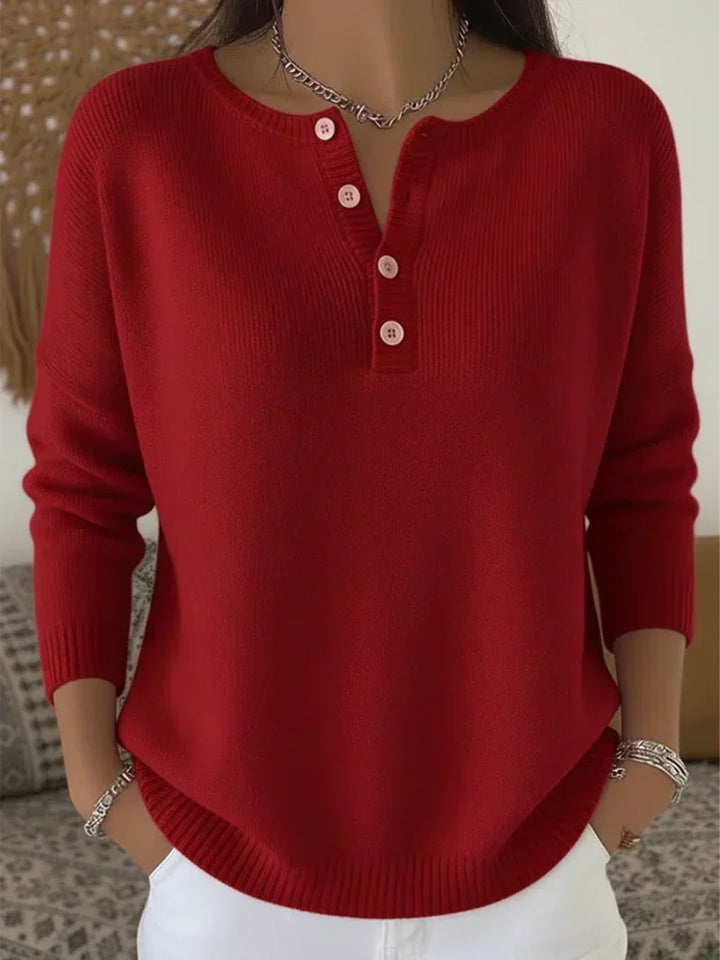 Women's Button Henley Knit Sweater